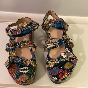 Snakeskin Sequence Platform Sandals